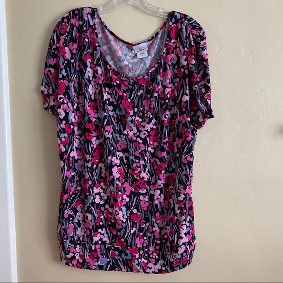 Oh Baby by Motherhood Tops - Oh Baby by Motherhood Floral Popover Short Sleeve Top, Large